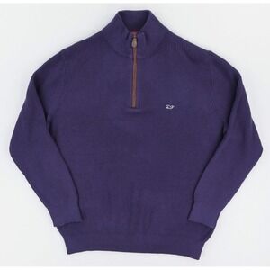 New Vineyard Vines Fisherman Quarter Zip Sweater Men's Large Nautical Navy NWT